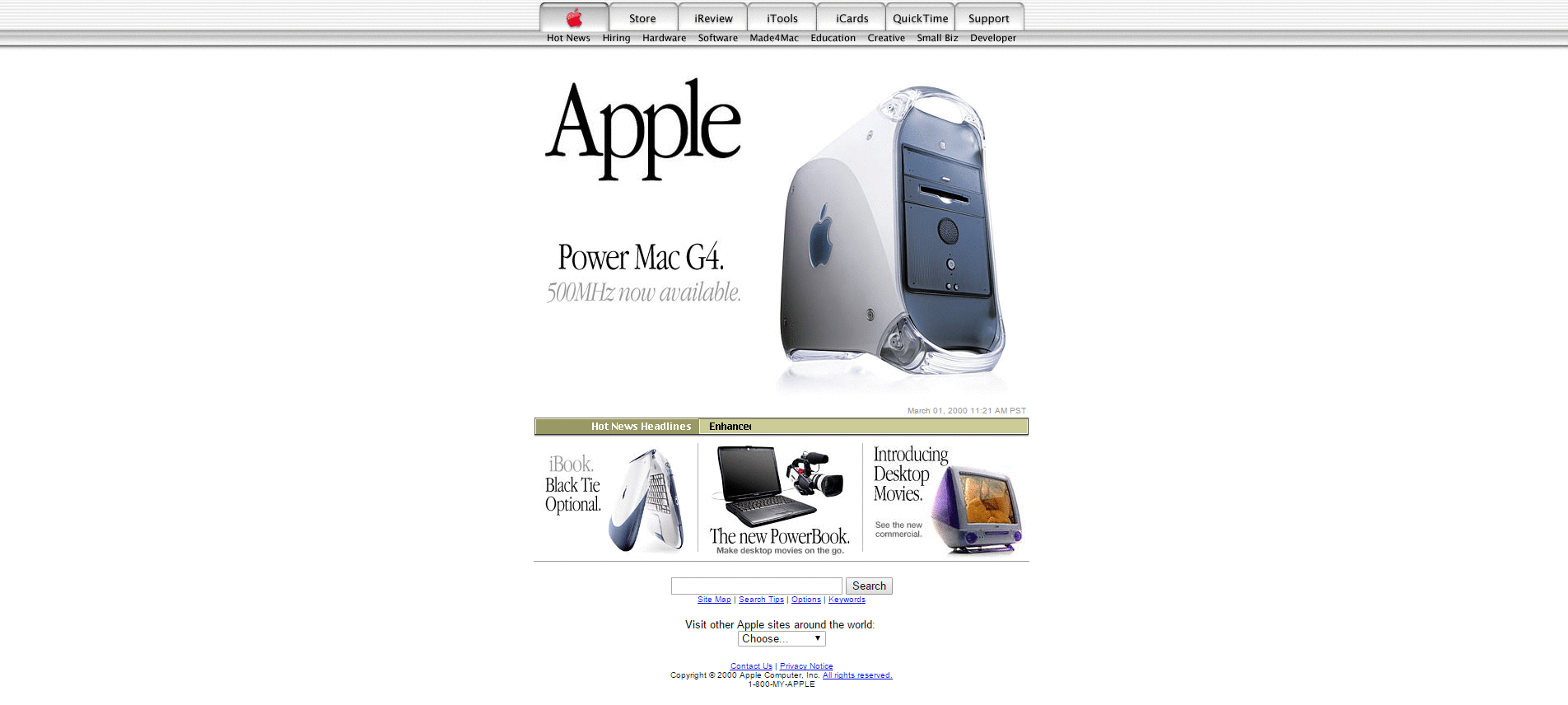Website Design for apple.com in 2000