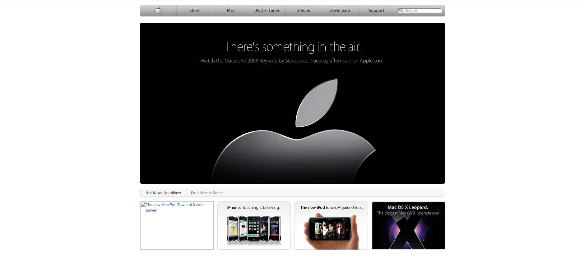 apple.com Website Design in 2008