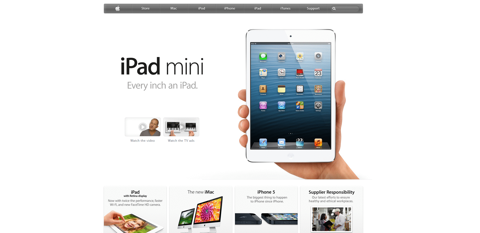 Website Design for apple.com in 2013