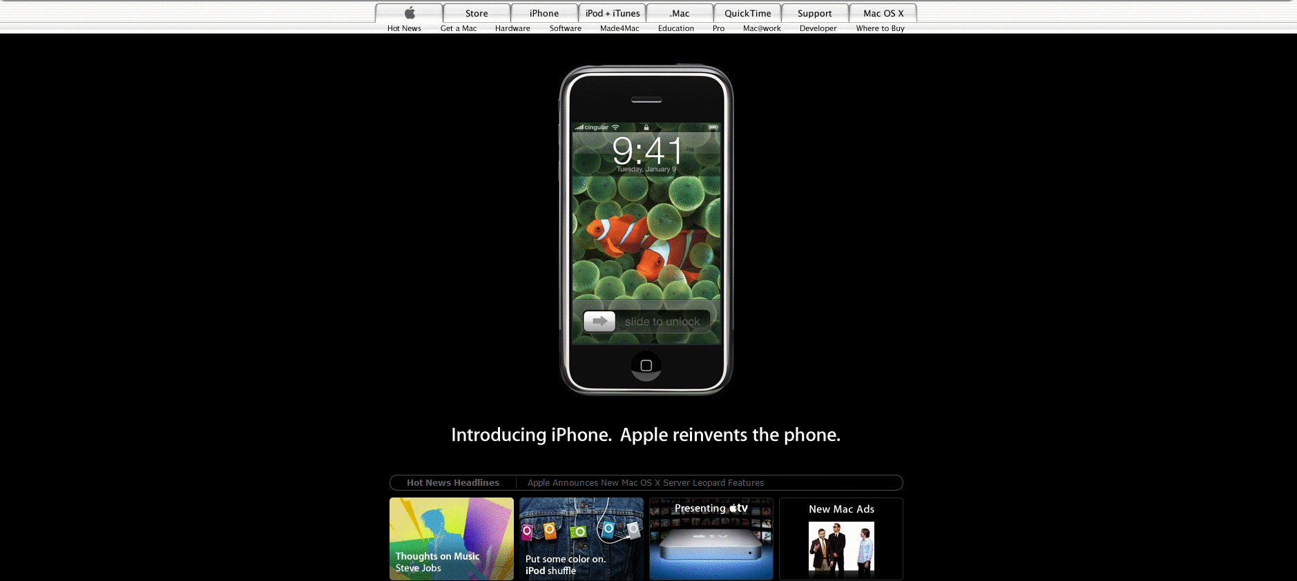 apple.com Website Design in 2007