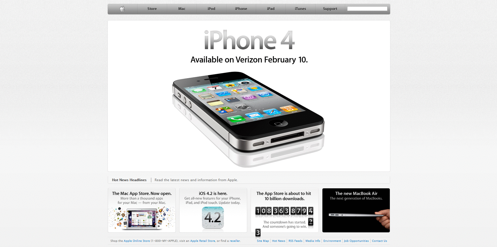 apple.com Website Design in 2011