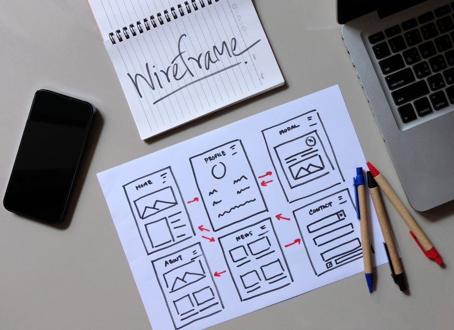 What is a wireframe in app development?